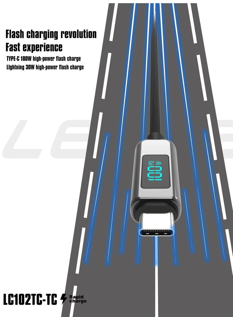 Lenyes Display Fast Charging Data Cable Type C to C 1 Meter, 100W - Image 4