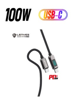 Lenyes Display Fast Charging Data Cable Type C to C 1 Meter, 100W  - Image 1