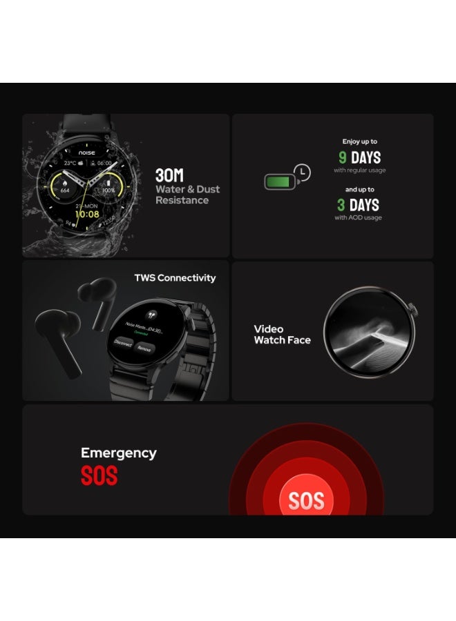 Noise Pro 6R 1.46" AMOLED Smart Watch, 1000 NITS, Powered by AI Pro, Built-in GPS, Strava Integration, Stainless Steel Dial, Video Watch Faces, 3ATM, Emergency SOS, TWS Connectivity (Classic Brown) - Image 4