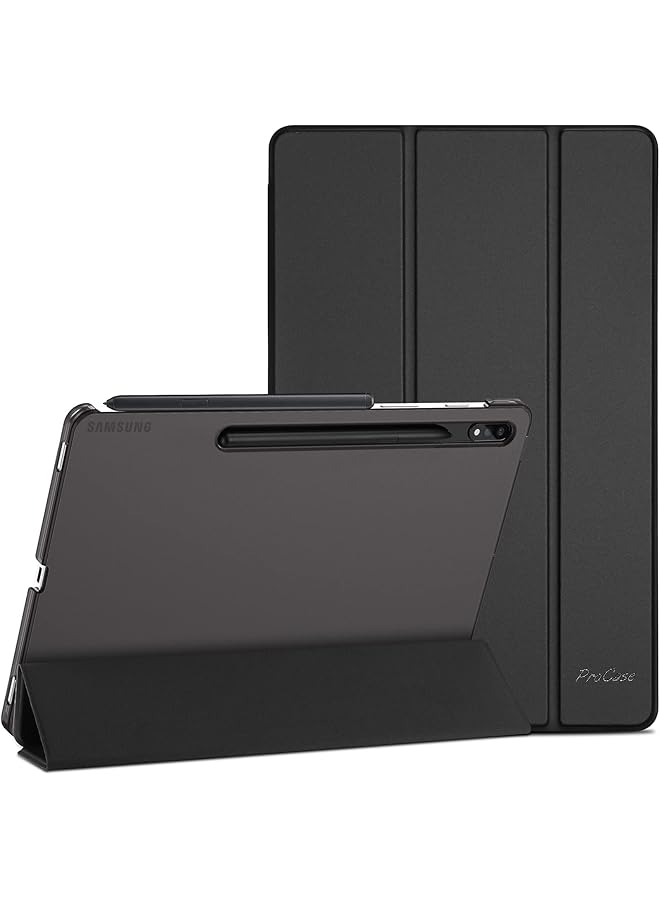 Procases For Galaxy Tab S8 Plus 2022 Tab S7 Fe 2021 Tab S7 Plus 2020 12.4 Inch Case Protective Slim Case Folio Hard Back Smart Cover For 12.4” Galaxy Tab S8+ S7 Fe S7+ -Black - Image 1