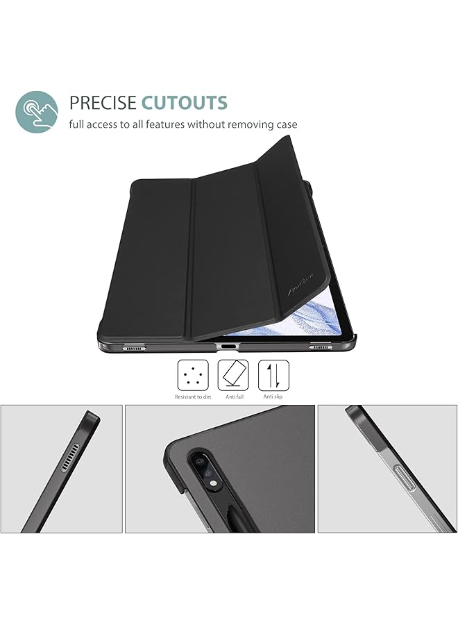 Procases For Galaxy Tab S8 Plus 2022 Tab S7 Fe 2021 Tab S7 Plus 2020 12.4 Inch Case Protective Slim Case Folio Hard Back Smart Cover For 12.4” Galaxy Tab S8+ S7 Fe S7+ -Black - Image 2