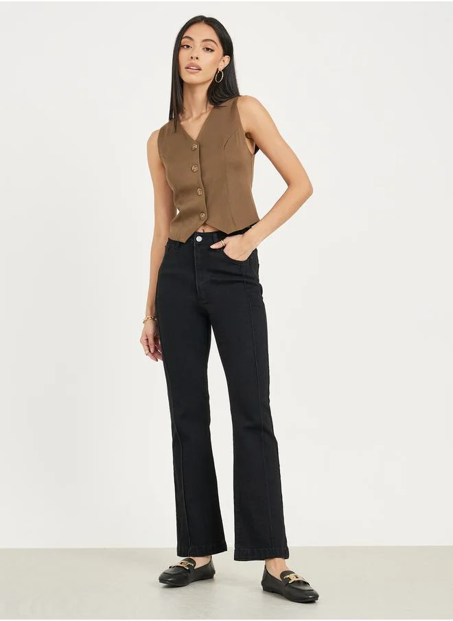 ستايلي Fit & Flare Pintuck Ankle Length Jeans
