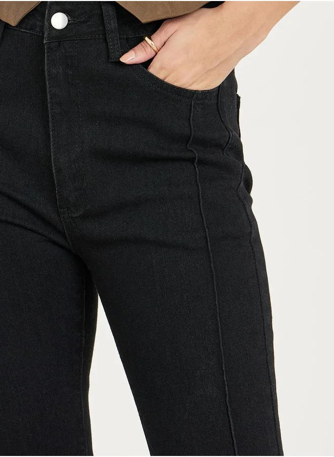 Styli Fit & Flare Pintuck Ankle Length Jeans