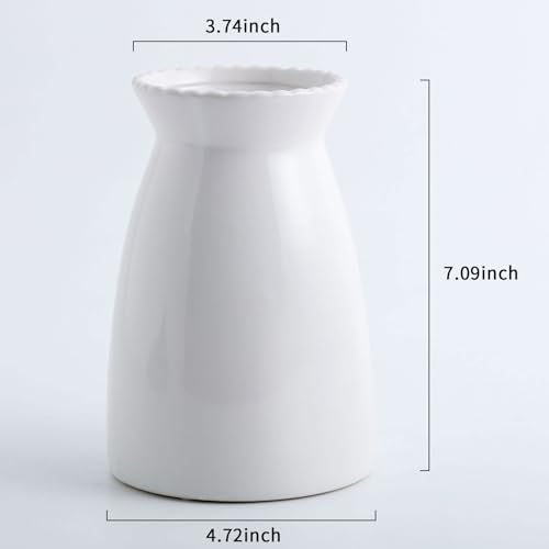 hjn White Flower Vase- Ceramic Vase for Decor, White vase for Flowers, Modern Vases for Living Room/Home Decor Accents/Entryway/Mantel/Bookshel - Image 5