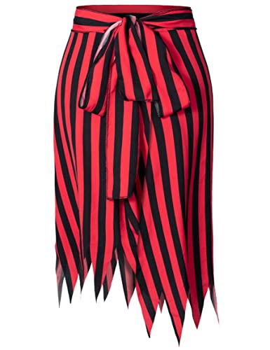 Irtysh Pirat Open Design Skirt Dress Pirate Head Scarf Hat Pirate Bandana Accessories Cosplay Costume For Men Women(red+black S) - Image 3