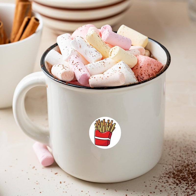 CREATCABIN French Fries Stickers Plastic Waterproof Adhesive Picture Small Potato Food Round Dot Cartoon Chips Decals Planner Stickers for DIY Cup Laptop Hat Notebook 098Inch - Image 3