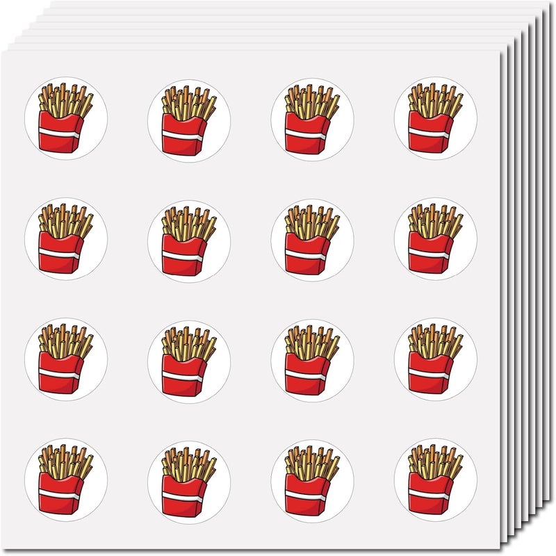 CREATCABIN French Fries Stickers Plastic Waterproof Adhesive Picture Small Potato Food Round Dot Cartoon Chips Decals Planner Stickers for DIY Cup Laptop Hat Notebook 098Inch - Image 1