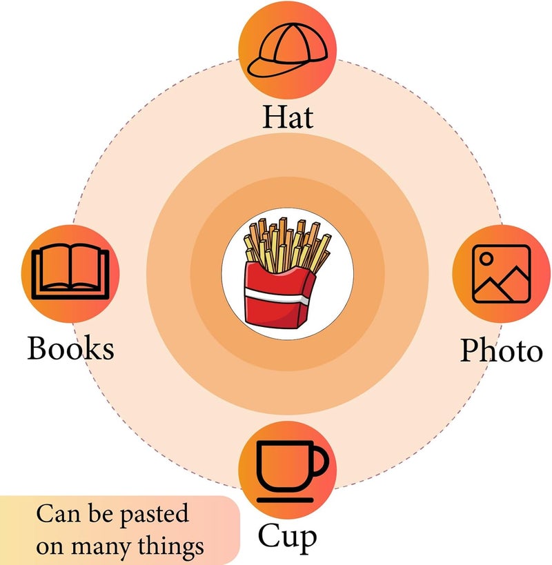 CREATCABIN French Fries Stickers Plastic Waterproof Adhesive Picture Small Potato Food Round Dot Cartoon Chips Decals Planner Stickers for DIY Cup Laptop Hat Notebook 098Inch - Image 4