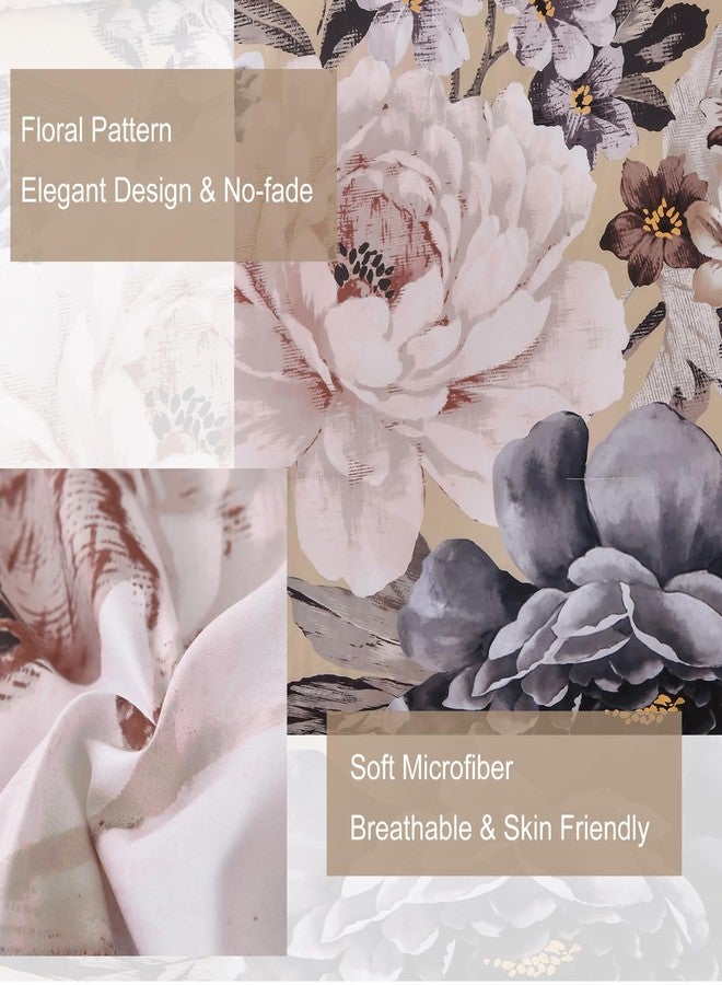 Dintszyayue King Comforter Set Beige 7 Pieces Bed in a Bag, Floral Bedding Sets Elegant Flower Bed Set Lightweight Comforter for All Season with Flat Sheet, Fitted Sheets, Pillowcases & Shams - Image 4