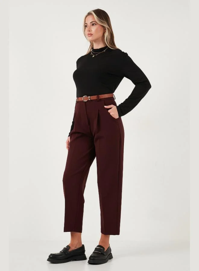 Lela Lela Regular Fit High Waist Straight Leg Belted Trousers Women's TROUSERS 68350938