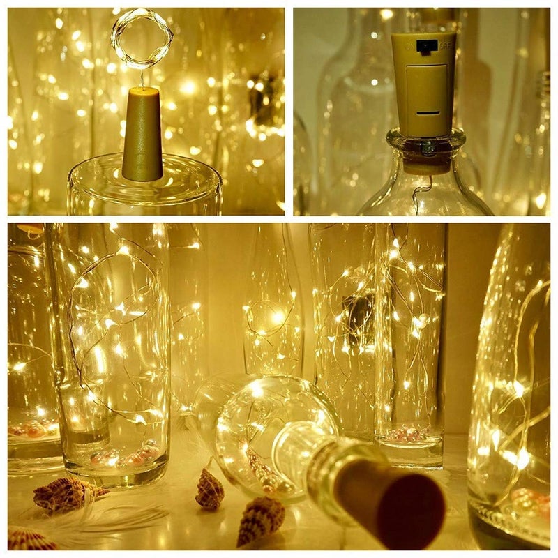 Lexton Lexton 2 Meter 20 LEDs Wine Bottle Cork String Light Copper Wire Starry Fairy Lights Battery Powered Battery Not Included for Indoor Outdoor Decorations Warm White Pack of 1 Standard  - Image 2