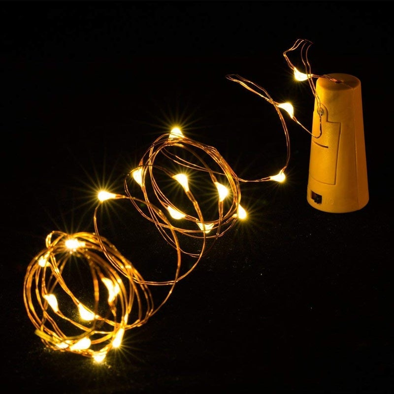 Lexton Lexton 2 Meter 20 LEDs Wine Bottle Cork String Light Copper Wire Starry Fairy Lights Battery Powered Battery Not Included for Indoor Outdoor Decorations Warm White Pack of 1 Standard  - Image 3
