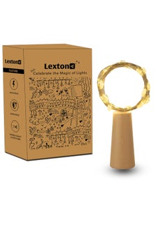 Lexton Lexton 2 Meter 20 LEDs Wine Bottle Cork String Light Copper Wire Starry Fairy Lights Battery Powered Battery Not Included for Indoor Outdoor Decorations Warm White Pack of 1 Standard  - Image 1