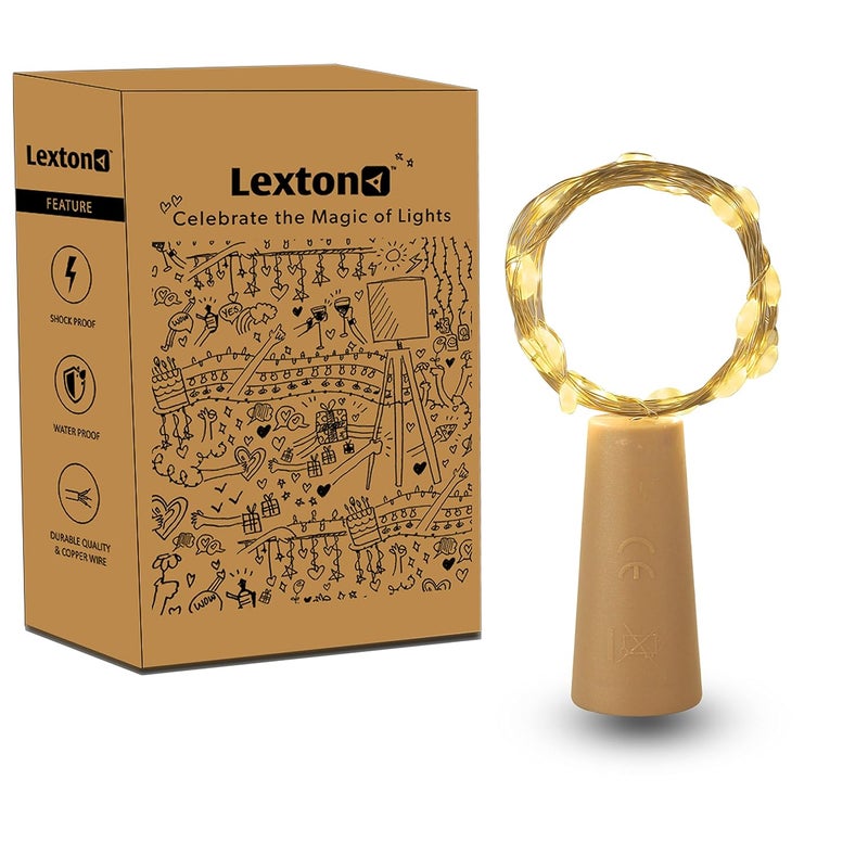 Lexton Lexton 2 Meter 20 LEDs Wine Bottle Cork String Light Copper Wire Starry Fairy Lights Battery Powered Battery Not Included for Indoor Outdoor Decorations Warm White Pack of 1 Standard  - Image 1