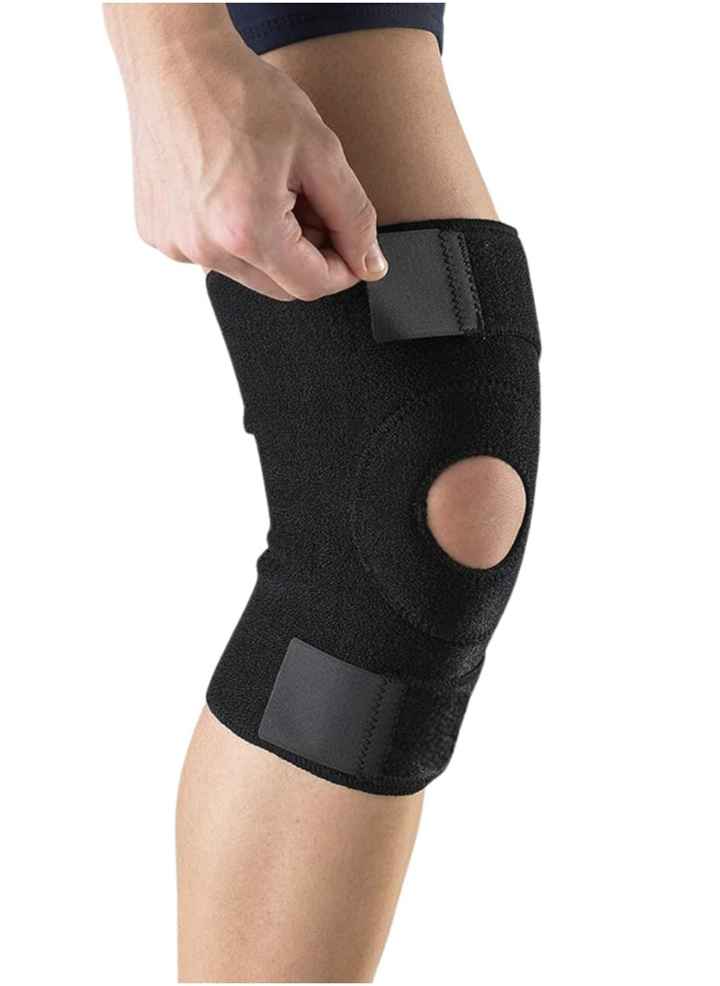 Generic Open Patella Knee Support with Stays (Black) | Adjustable Neoprene Knee Brace, Lightweight, Comfortable Design | Suitable for Knee Circumference 12.5" to 18" | Great for Injury Recovery, Athletic Pursuits & Daily Activities | Pack of 1  - Image 1