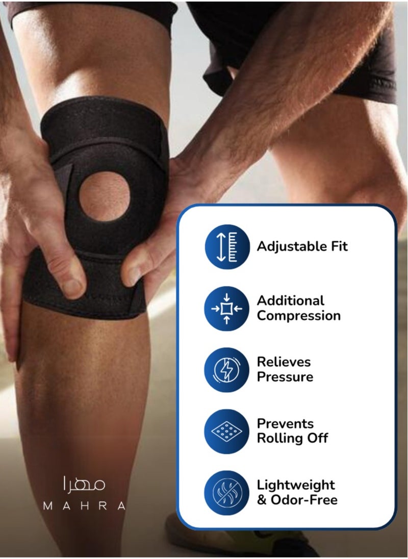 Generic Open Patella Knee Support with Stays (Black) | Adjustable Neoprene Knee Brace, Lightweight, Comfortable Design | Suitable for Knee Circumference 12.5" to 18" | Great for Injury Recovery, Athletic Pursuits & Daily Activities | Pack of 1  - Image 2