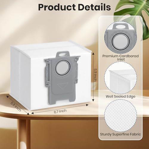 BUXEBUX 20-Pack Q7 M5+, Q5+ Replacement Dust Bags for Roborock Q5 Max+, Q5 Pro+, S8,S7 Pro Ultra, S7MaxV Ultra, S8+, Q7,Q8 Max+, Q10 S5+,Q10 X5+ Vacuum Bags for Roborock, Disposable Dust Bags - Image 3
