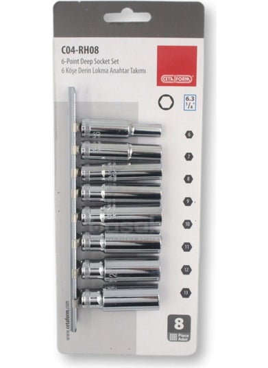 Ceta Form C04-R08 8 Piece 1/4” 6 Corner Deep Socket Wrench Set  - Image 3
