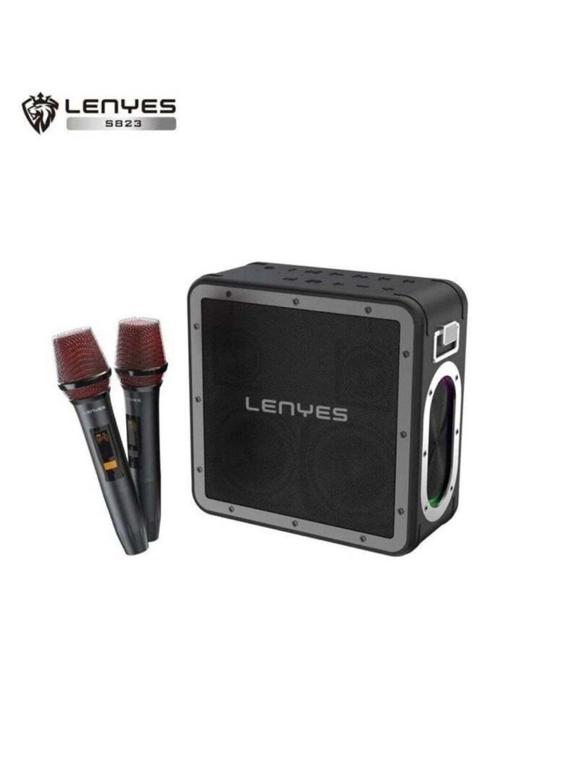 Lenyes KTV S823 160W Speaker + 2pcs High Resolution Wireless Karaoke Microphone - Image 1
