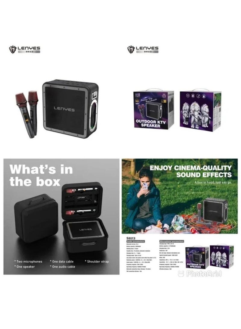 Lenyes KTV S823 160W Speaker + 2pcs High Resolution Wireless Karaoke Microphone - Image 3