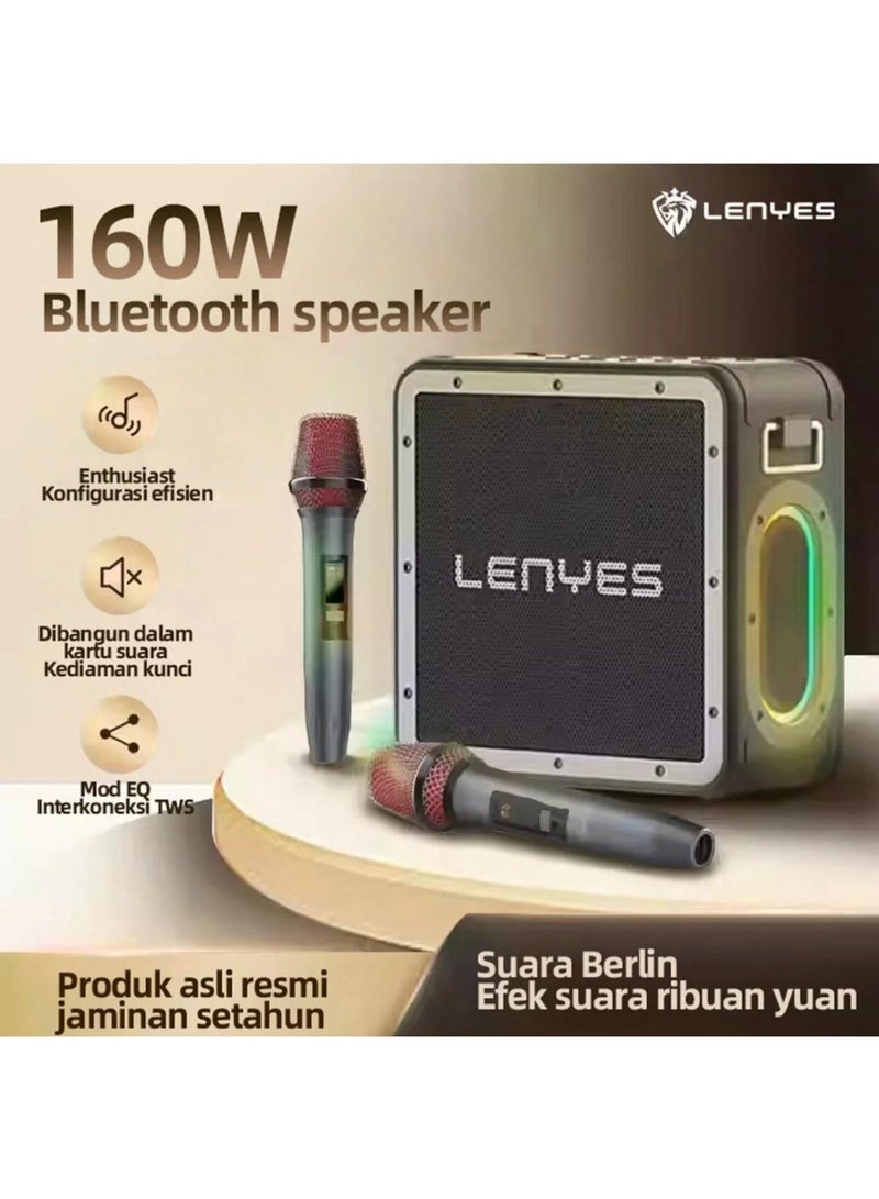 Lenyes KTV S823 160W Speaker + 2pcs High Resolution Wireless Karaoke Microphone - Image 2