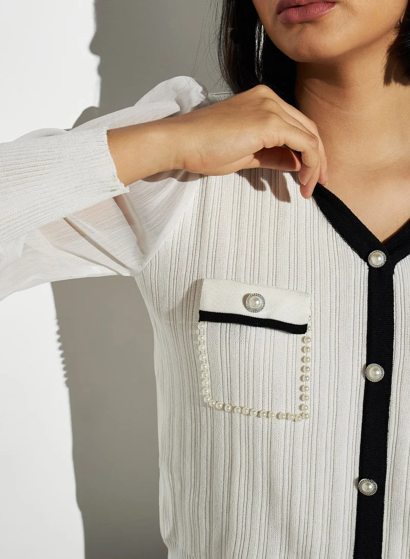 2Xtremz Embellished Pocket Detail Puff Sleeve Dress