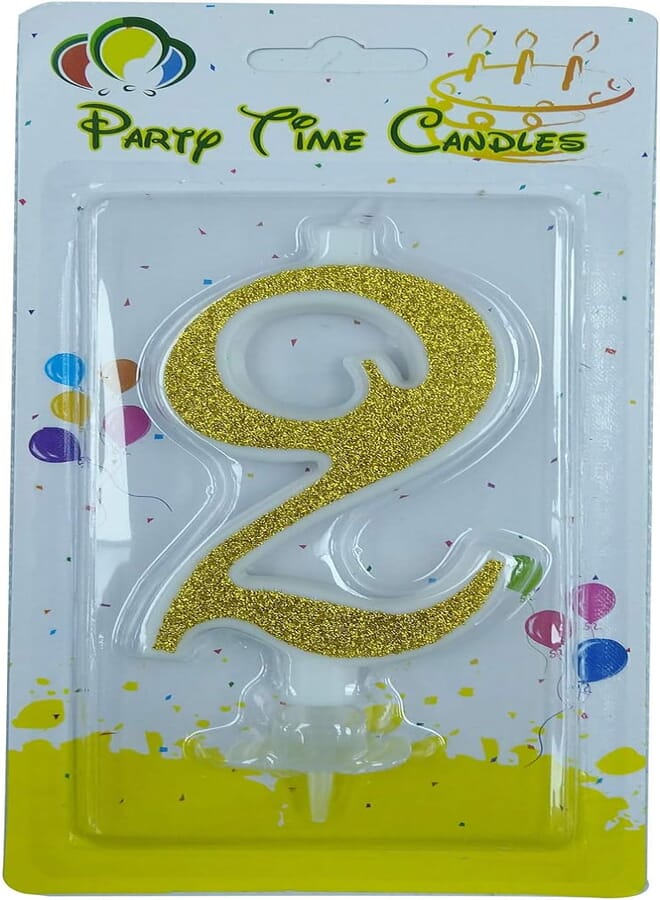 Party Time Party Time Unscented 2 Number Birthday Candle - 1 Piece, Gold 