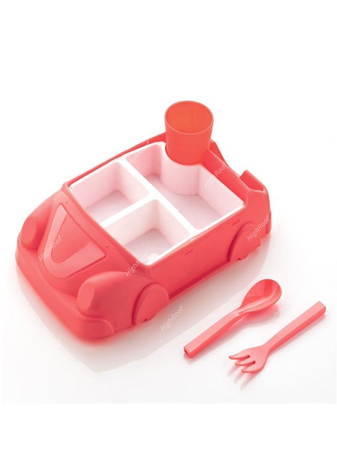 HighRoof Car Shaped Plates Cup Dinnerware Set Fiber Food Containers Infant Training Dishes Baby Feeding Sets Kids Tableware (Multicolor) - Image 1