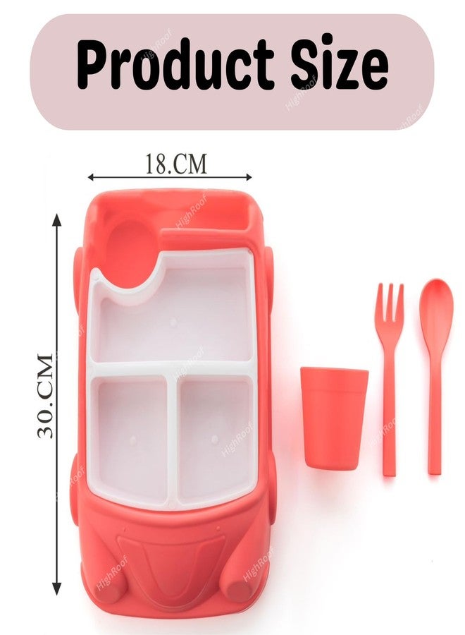 HighRoof Car Shaped Plates Cup Dinnerware Set Fiber Food Containers Infant Training Dishes Baby Feeding Sets Kids Tableware (Multicolor) - Image 5