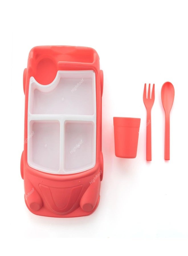 HighRoof Car Shaped Plates Cup Dinnerware Set Fiber Food Containers Infant Training Dishes Baby Feeding Sets Kids Tableware (Multicolor) - Image 2