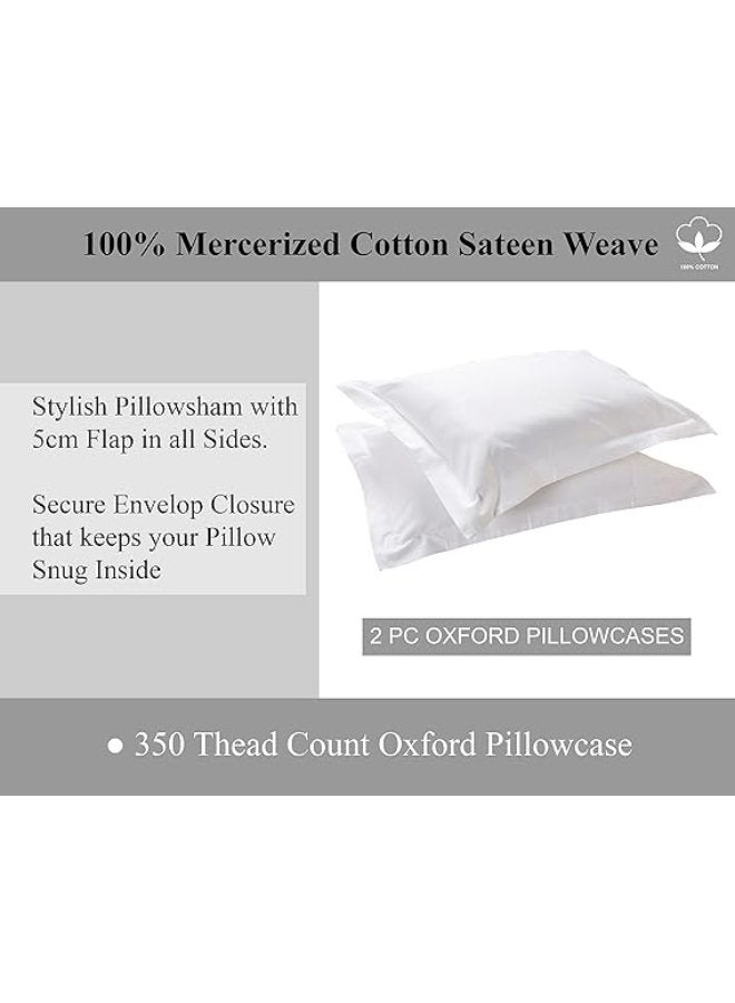 eco vite Linen Oxford King Pillowcase 2PC Set- 350TC 100% Long Staple Cotton Sateen, Luxury Quality, Size: 50 x 90 + 15cm - Image 3