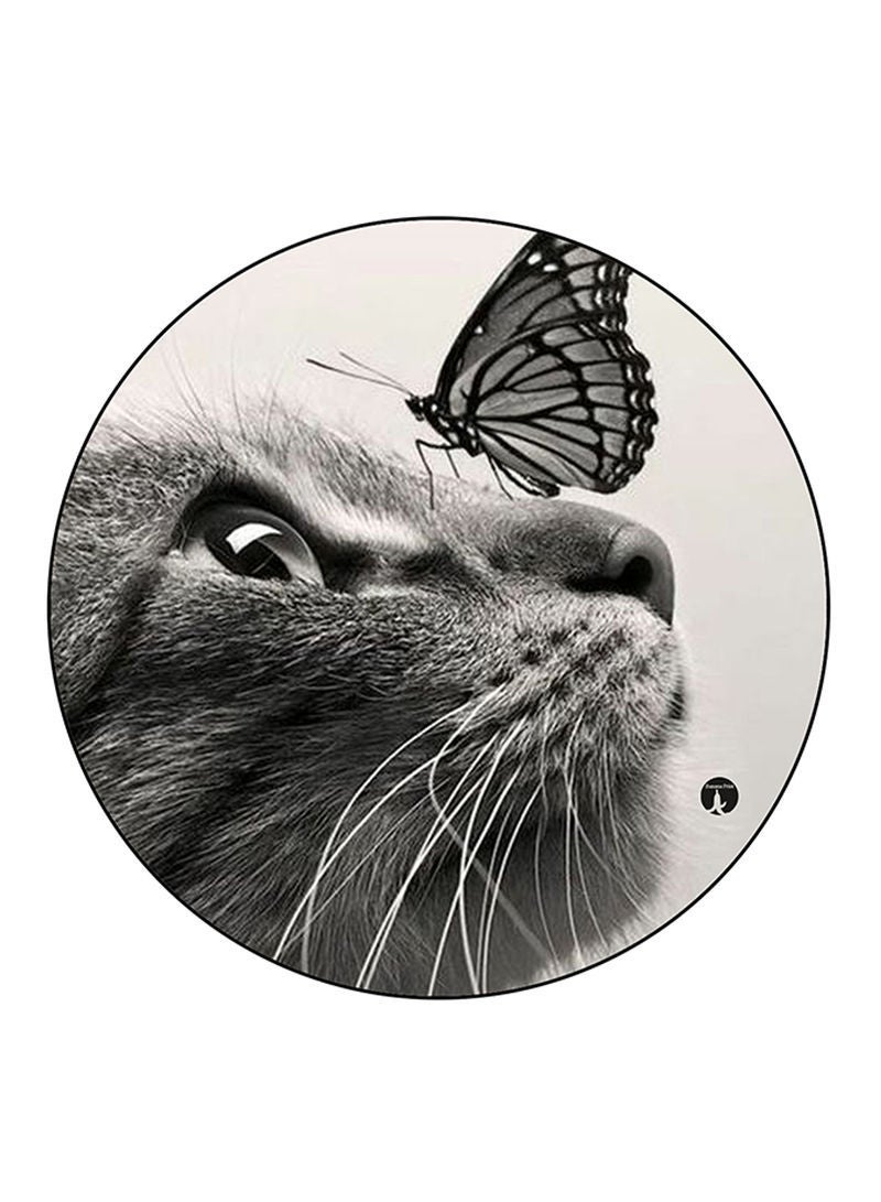 Cat Printed Mouse Pad Round  Multicolour