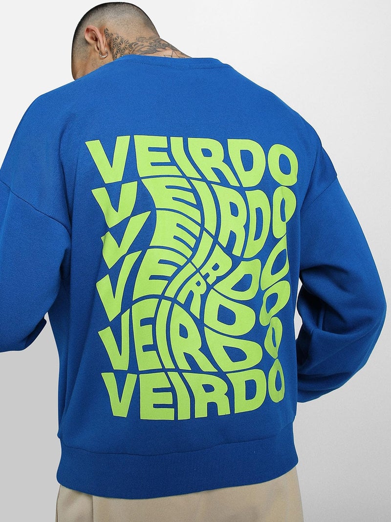 Veirdo® Cotton Polly Fleece Oversized Fit Blue Graphic Sweatshirt for Men (VSS0423BLPT15_XXL) - Image 5
