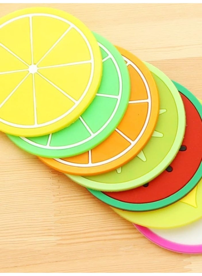 طقم كوسترات سيليكون على شكل فواكه – 4 قواعد أكواب مضادة للانزلاق ومقاومة للحرارة لحماية الطاولات للمطبخ والمنزل والمكتب – متعدد الألوان - Image 3