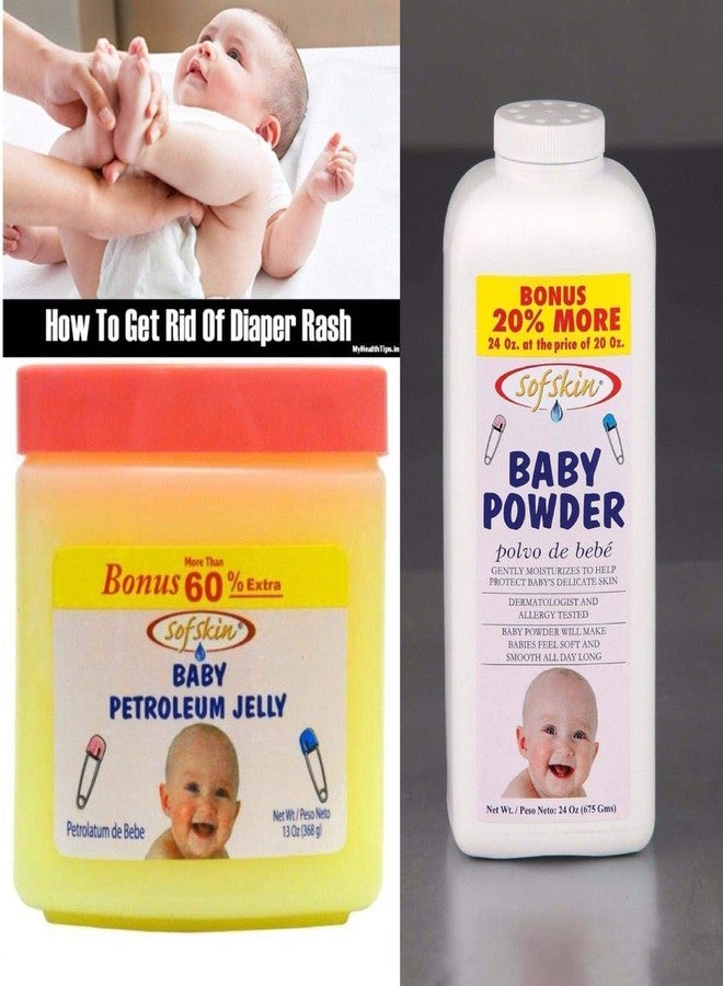 SOFSKIN (USA Brand) BABY POWDER (Perfumed) 675 gm & BABY PETROLEUM JELLY (Perfumed) Anti Diaper Rash 170 gm COMBO - Image 2