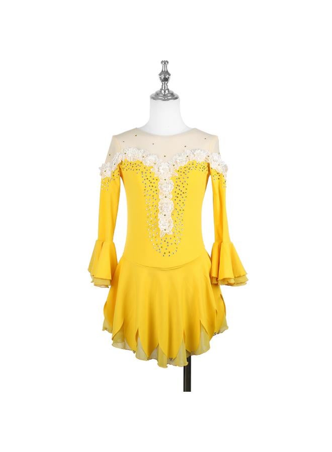 VUELO Long Sleeve Skating Skating Girl's Clothing Performance Skirt Clothing Children's Clothing Grade Examination Figure Skating Adult Blue - Image 1