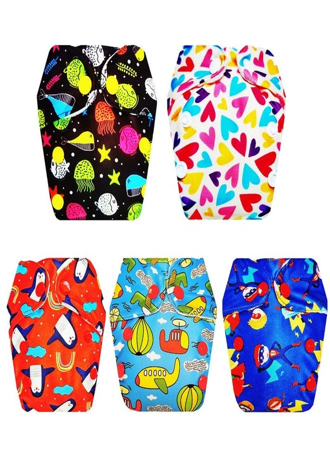 Dumbledo Premium Newborn Cloth Diaper with Integrated Insert (Pack of 5) | Snug Fit | 6-Layer Absorbent Pad | Travel Friendly | Perfect for Indian Summers | 0 - 4 Months | Unisex Baby - Image 1