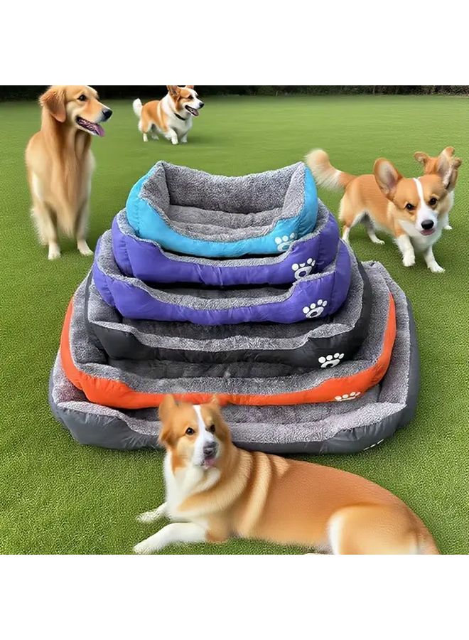 XXL 31 5 Inch Blue Plush Dog Bed Heavy Duty Soft Polyester Indoor Outdoor Use - Image 1