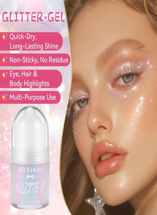 Vigorder Roll-on Body Glitter, Long-Lasting Holographic Face Glitter Makeup Gel for Hair, Nails & Face Paint, Festival Rave Accessories, Party Concert Mermaid Shimmer (Mermaid) - Image 2