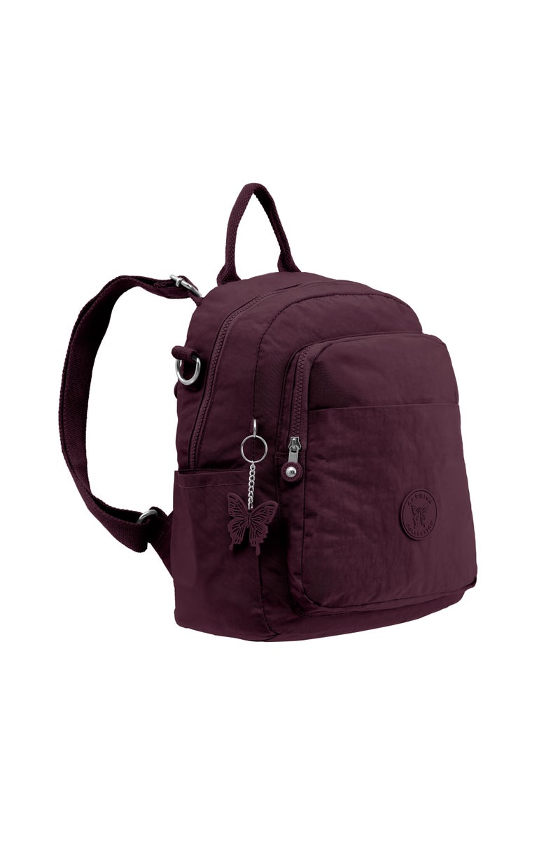 CAPRICE COLLECTION Unisex AllDay Small Backpack – Waterproof Nylon, Adjustable Straps, Detachable Shoulder Strap Burgundy  - Image 2