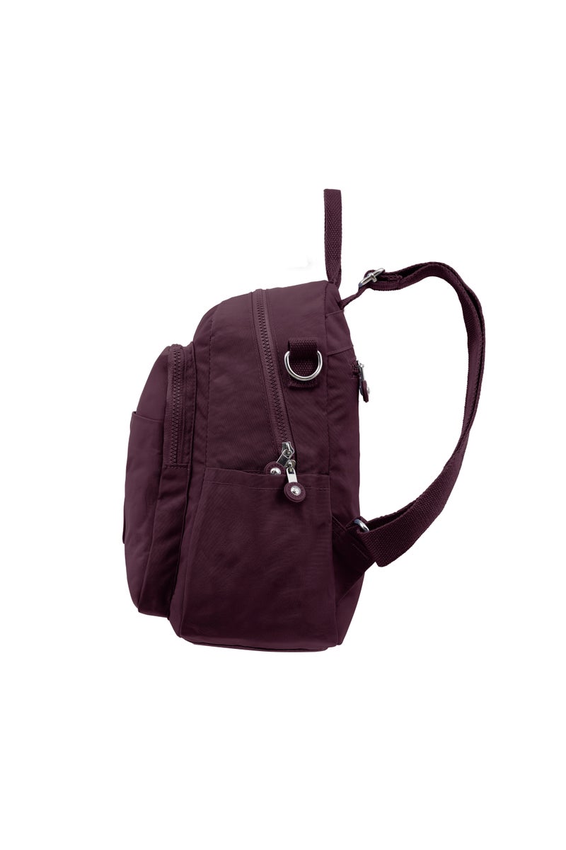 CAPRICE COLLECTION Unisex AllDay Small Backpack – Waterproof Nylon, Adjustable Straps, Detachable Shoulder Strap Burgundy  - Image 3