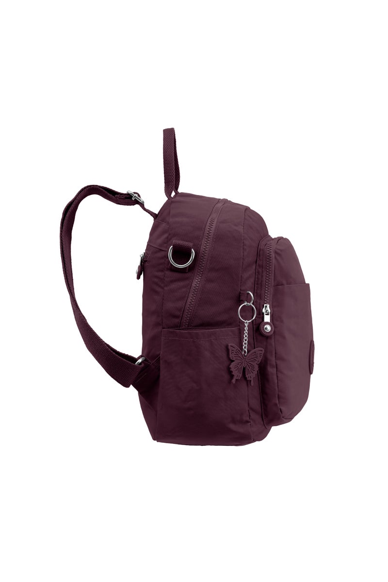 CAPRICE COLLECTION Unisex AllDay Small Backpack – Waterproof Nylon, Adjustable Straps, Detachable Shoulder Strap Burgundy  - Image 4
