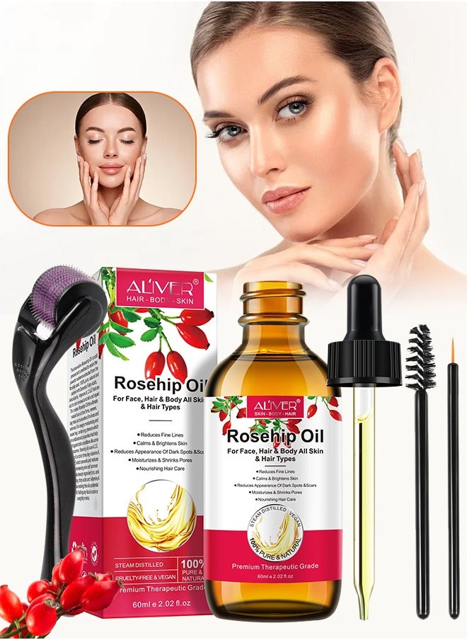 60ml Rosehip Oil with Roller for Hair Growth Face and Hair Rosehip Seed Oil Pure Cold Pressed Unrefined Rosehip Oil for Face Hair and Nails Rose Hips Essential Oil Skin Care Moisturizer - pzsku/Z98DE32D8E12D33D73522Z/45/_/1711433260/613331a4-1209-4af2-bc33-35248d27f582