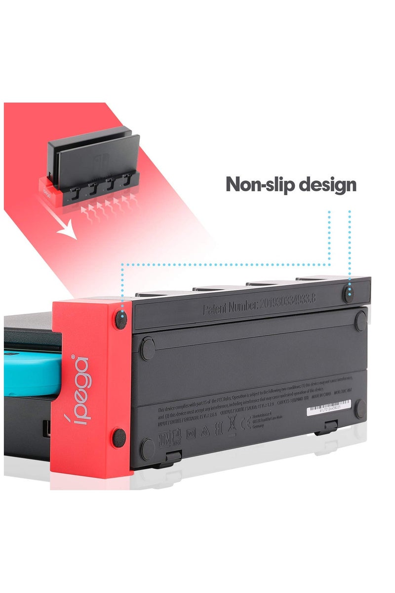 Ipega Switch Controller Charger Dock Station for Switch & Switch OLED Model Joycons,Charger for 4 Switch Joy-Cons with 4 Joy Con Charging Slots, 2 USB 2.0 Plugs and Charging Indicator - Image 3