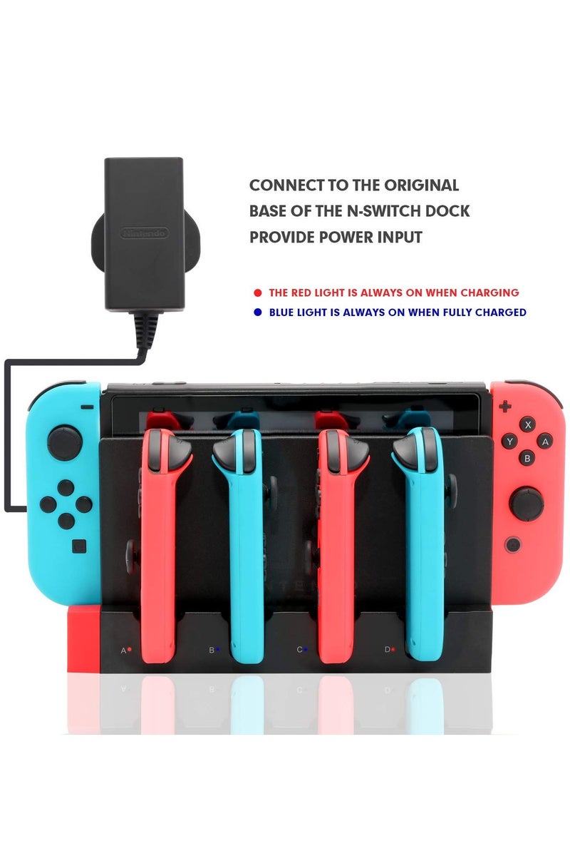 Ipega Switch Controller Charger Dock Station for Switch & Switch OLED Model Joycons,Charger for 4 Switch Joy-Cons with 4 Joy Con Charging Slots, 2 USB 2.0 Plugs and Charging Indicator - Image 2