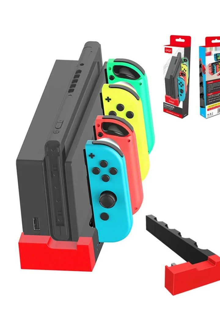 Ipega Switch Controller Charger Dock Station for Switch & Switch OLED Model Joycons,Charger for 4 Switch Joy-Cons with 4 Joy Con Charging Slots, 2 USB 2.0 Plugs and Charging Indicator - Image 1