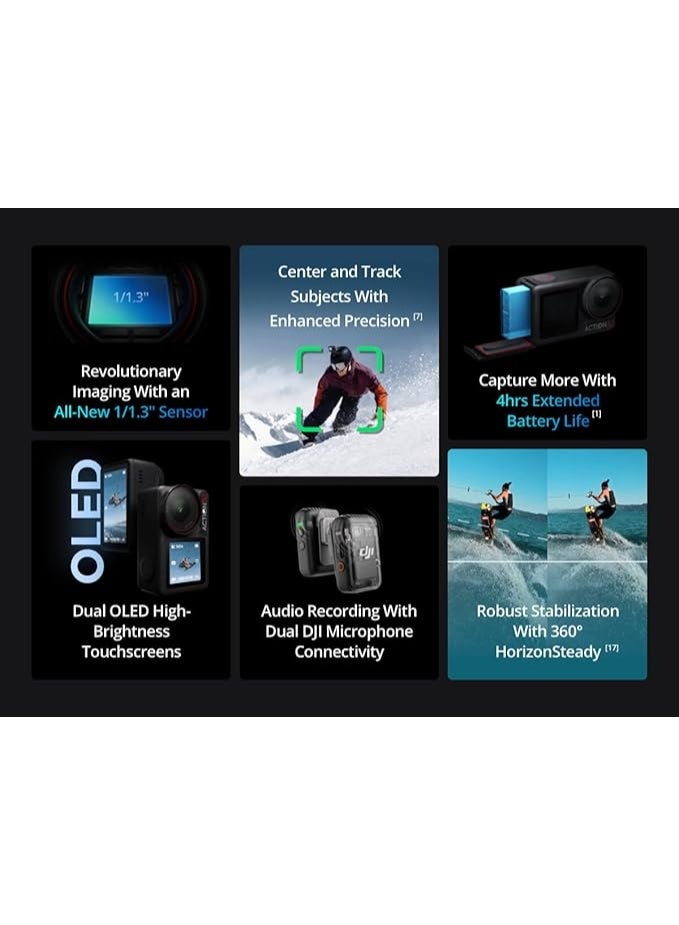 أوسمو Osmo Action 5 Pro Standard Combo, Waterproof Camera with 1/1.3" Sensor, 4K/120fps Video, Subject Tracking, Stabilization, Dual OLED Touchscreens, Action Camera 4K Ideal for Sports, Vlog - Image 3