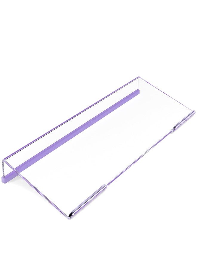 Rulyyo Ergonomic Computer Keyboard Stand - 17 Inch Clear Acrylic Keyboard Riser for Desk Tilted Keyboard Holder Tray with Purple Non-Slip Strip for Home Office Easy Typing & Working - Image 1