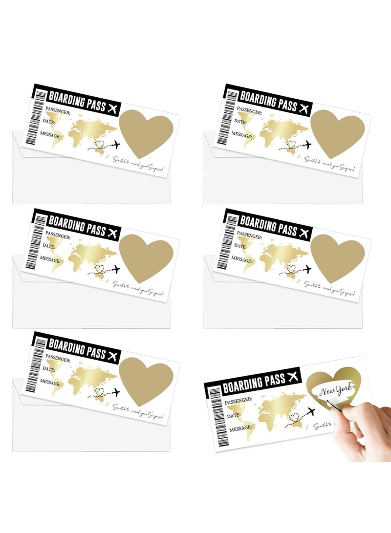 Barakah Holiday Scratch Card Set, 5PCS Personalised Flight Ticket Boarding Pass Surprise Trip Cards, 'We Are Going on Holiday' Reveal Cards for Surprise Vacation Announcement, Ideas for Family, Friends - Image 1
