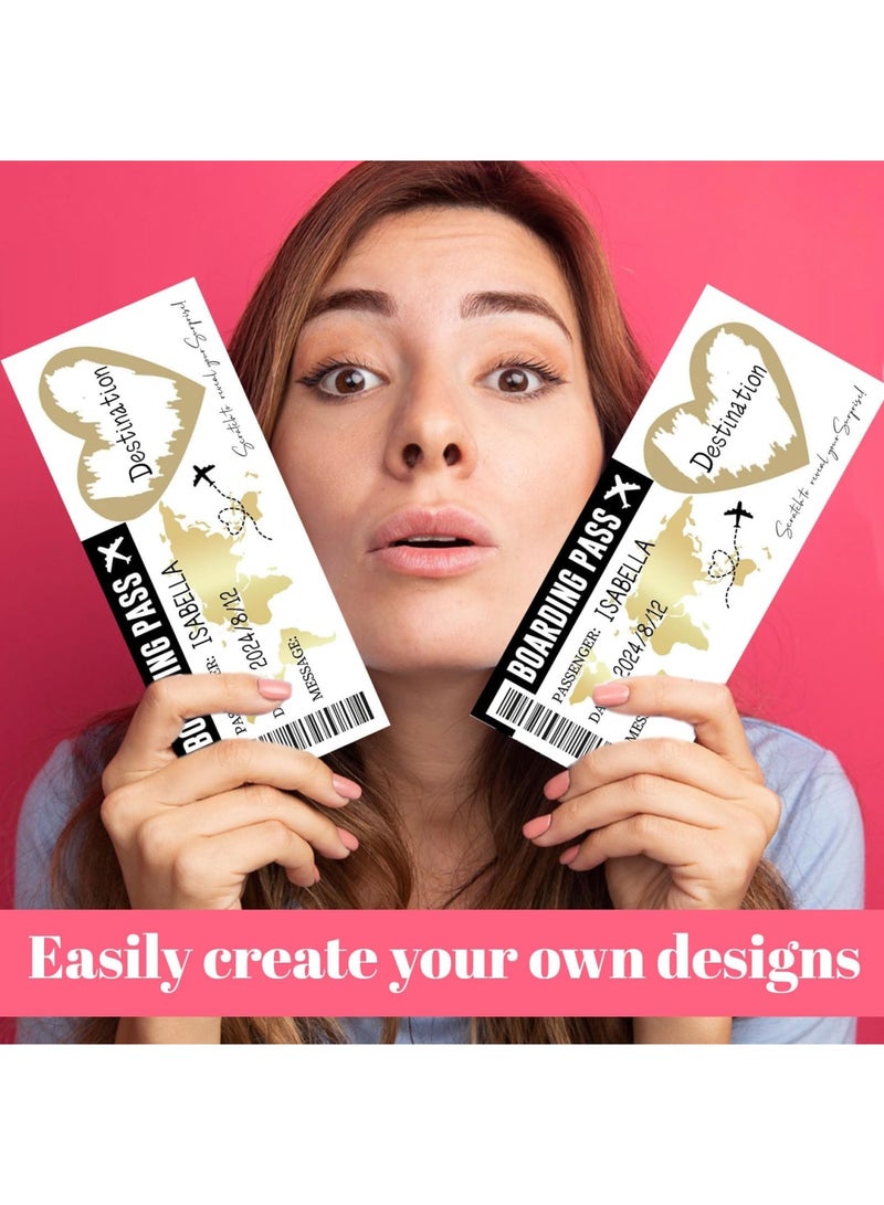 Barakah Holiday Scratch Card Set, 5PCS Personalised Flight Ticket Boarding Pass Surprise Trip Cards, 'We Are Going on Holiday' Reveal Cards for Surprise Vacation Announcement, Ideas for Family, Friends - Image 4